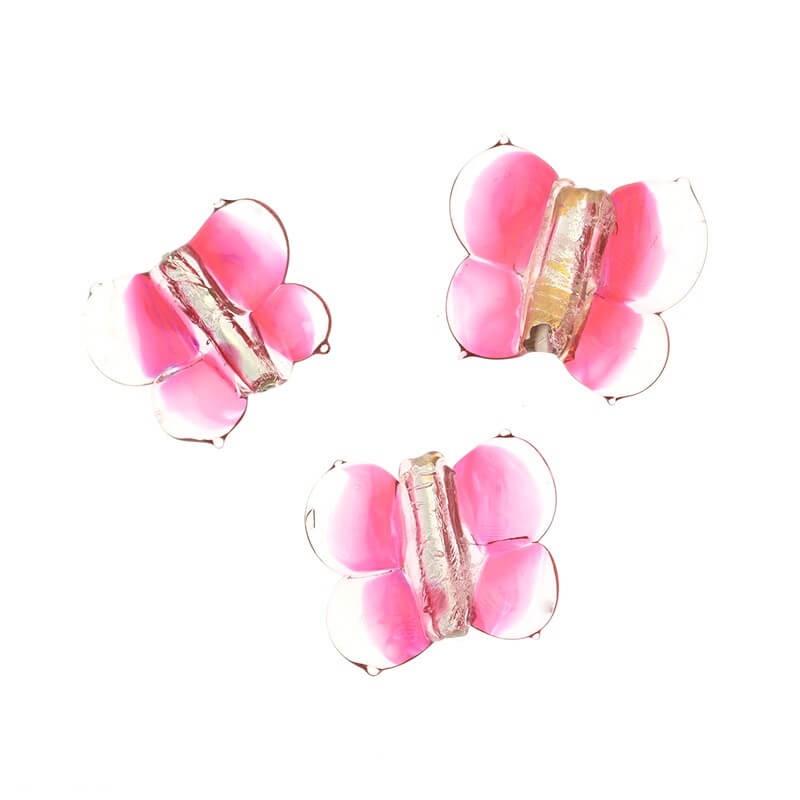 Butterfly glass lux pink 34x25x7mm 1pc SZLXS201