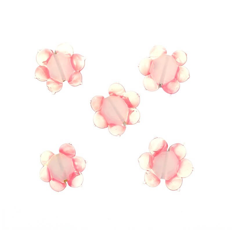 Koraliki kwiatki lux różowe 25x22x6mm 1szt SZLXS305