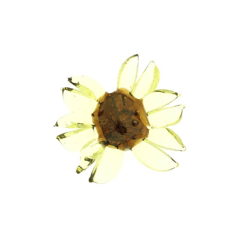 Lampwork bead sunflower brown and yellow 55x45x6mm 1pc SZLXS310