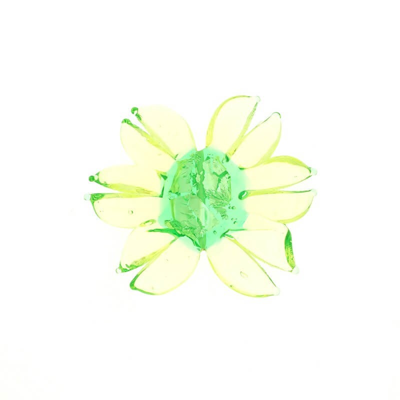 Lampwork bead, turquoise and mint sunflower 55x45x6mm, 1 piece SZLXS314
