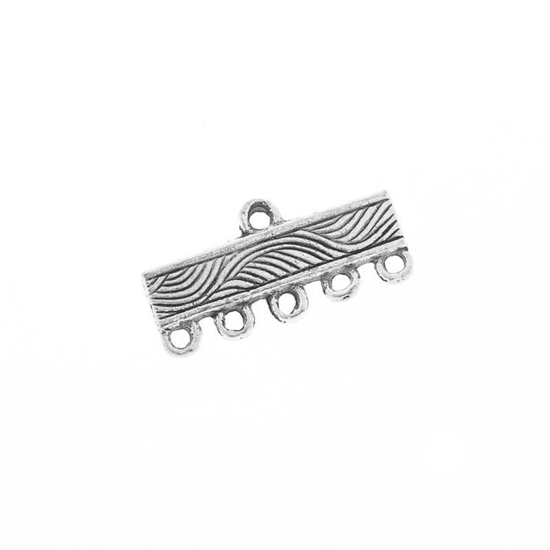 5-eyelet strip connectors for bracelets antique silver 21x10x2mm 4pcs AAS474