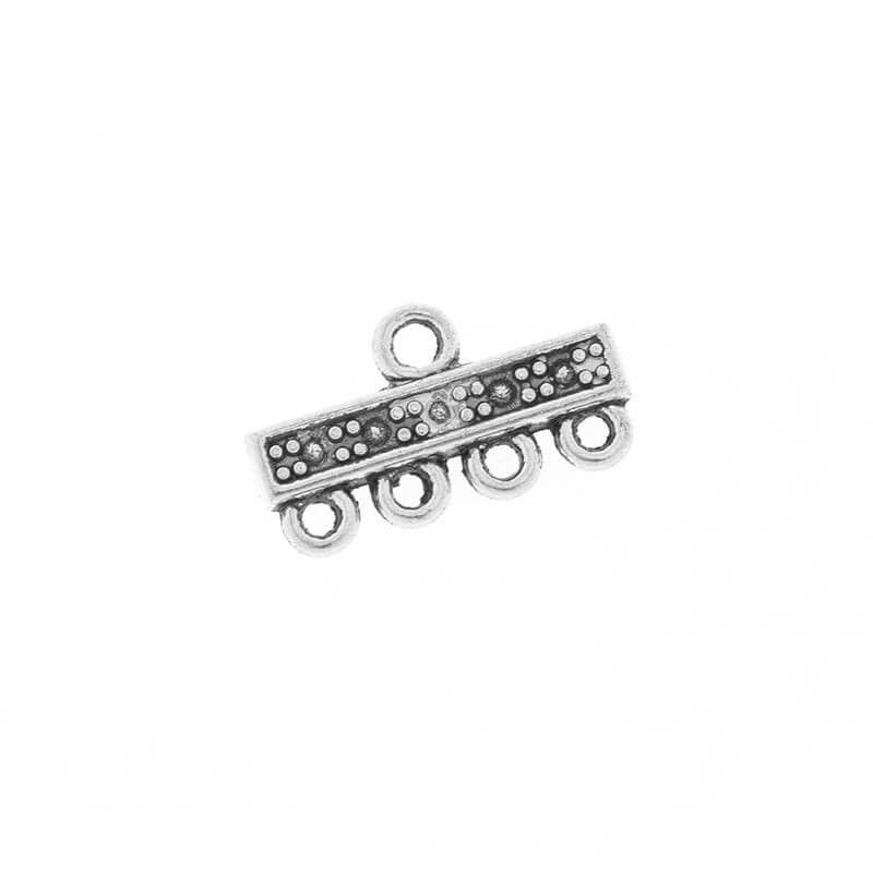 Decorative connectors strip end with 4 eyelets for bracelets antique silver 21x12x3mm 4pcs AAS476