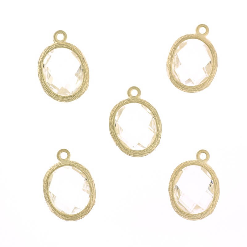 Oval crystals in the ferrule pendants for bracelets diamond 1pc matte gold-plated 16x12x5mm ZG156
