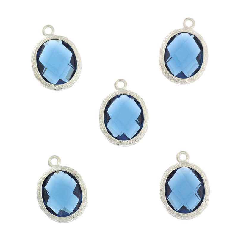 Oval crystals in the ferrule pendants for topaz bracelets 1pc silver plated 16x12x5mm ZG161
