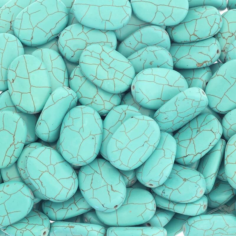 Howlite oval 2.5 cm turquoise 1 pc HOTUOW1