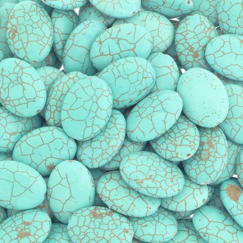 Howlite oval 2.5 cm turquoise 1 pc HOTUOWM