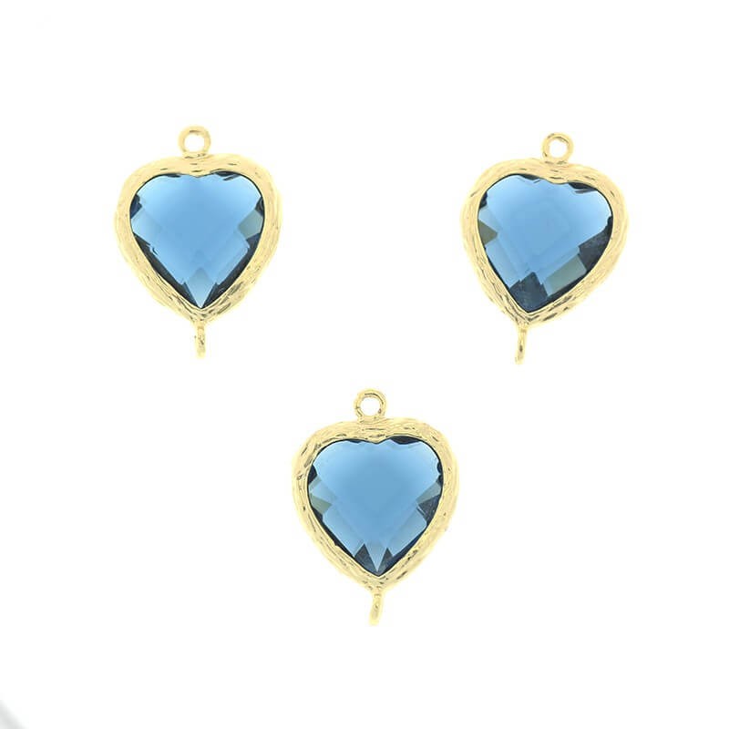 Connectors for earrings crystals in the ferrule of hearts topaz 1pc gold-plated 20x14x6mm ZG118