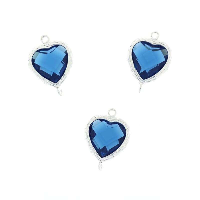 Connectors for earrings crystals in the ferrule of hearts topaz 1pc silver plated 20x14x6mm ZG109
