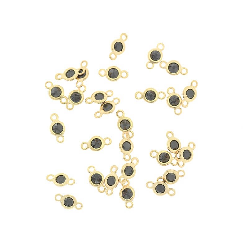 Łączniki do biżuterii kryształki w okuciu czarny diament 1szt pozłacane 8x4x2mm ZG134