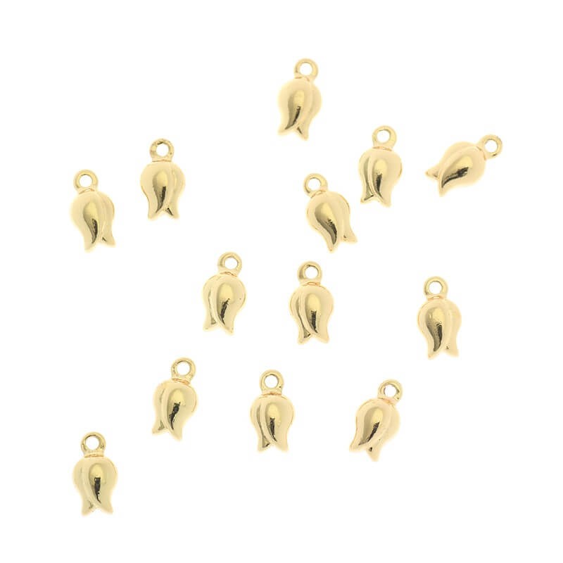 Tiny tulips pendants gold-plated 8x4x2.5mm 1pc AKG147