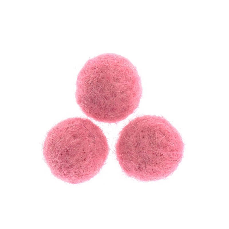Felt beads for jewelry balls 16mm pink 1pc FCKU1607