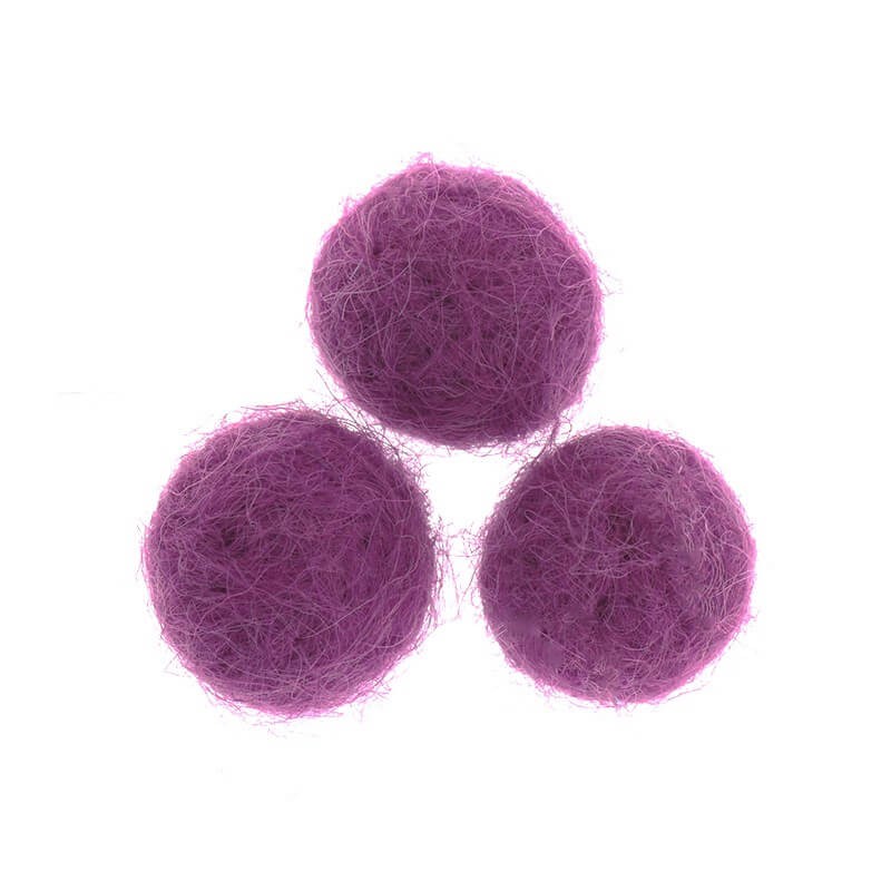 Felt beads for jewelry balls 16mm violet 1pc FCKU1609