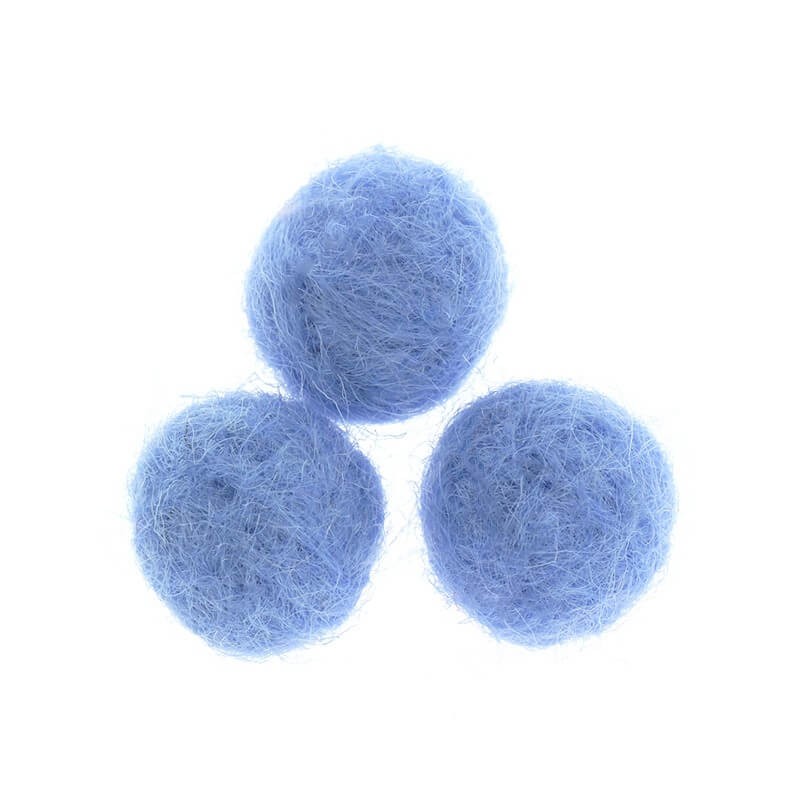 Felt beads for jewelry balls 16mm blue 1pc FCKU1610