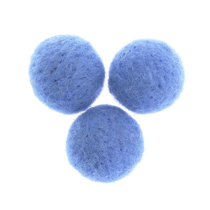 Felt beads for jewelry balls 20mm blue 1pc FCKU2010