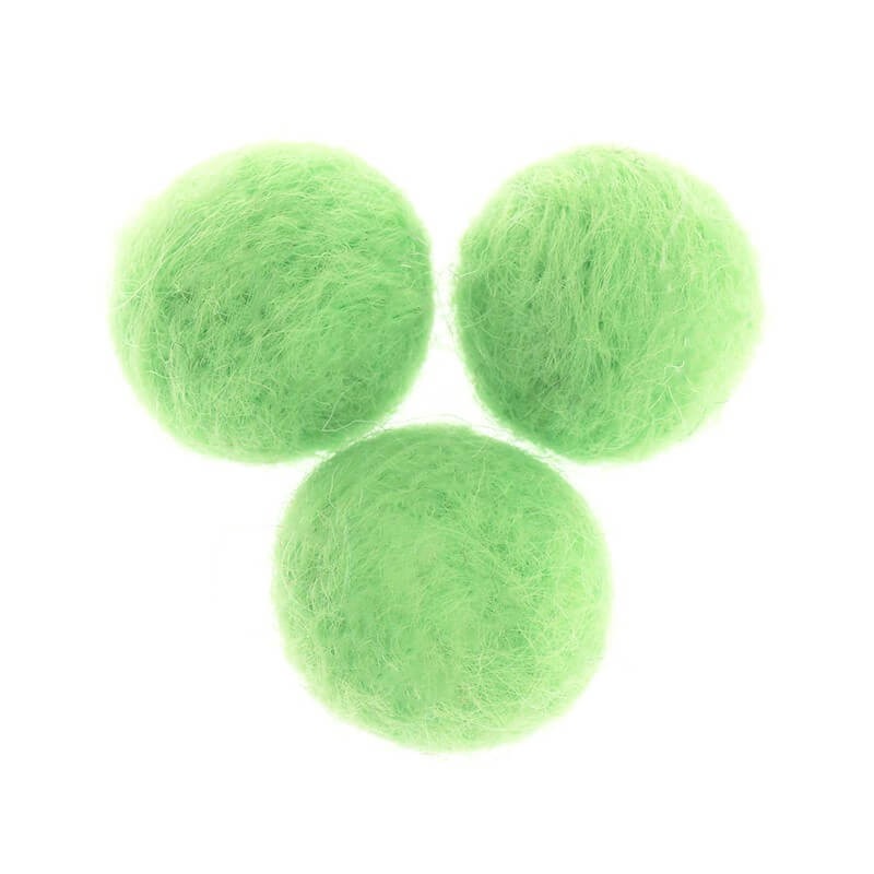 Felt beads for jewelry balls 20mm fluo green 1pc FCKU2015