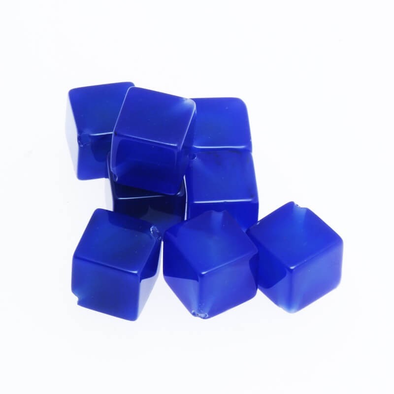 Koraliki z kamieni naturalnych agat niebieski kostka 8mm 1szt KAINA02