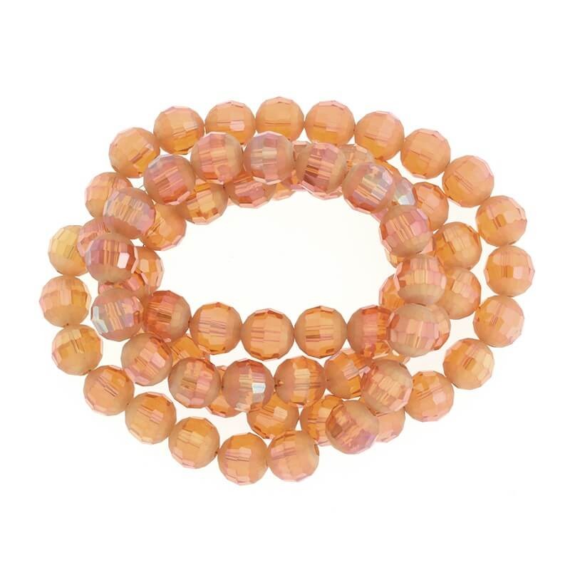 Crystal beads, orange AB, matt / gloss 10mm 10pcs SZSZKUA04