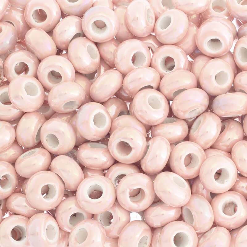 Ceramic modular beads 15mm pink grapefruit 2pcs CPAN15R12