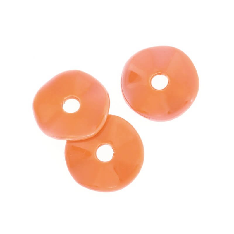 Ceramic beads medium orange discs 30mm 1pc CDY30C09