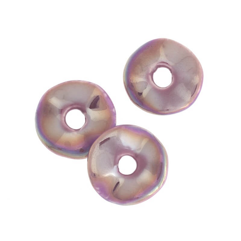 Koraliki ceramiczne dyski średnie fioletowy AB  30mm 1szt CDY30F05
