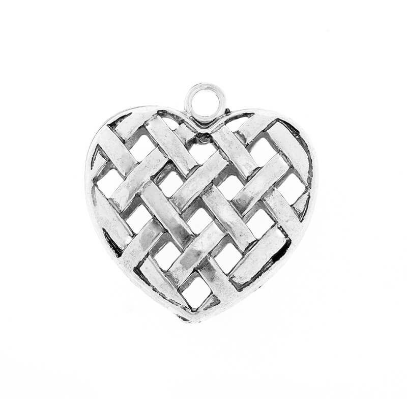 Pendant, large openwork heart, antique silver 34x35x12mm, 1 piece AAS531