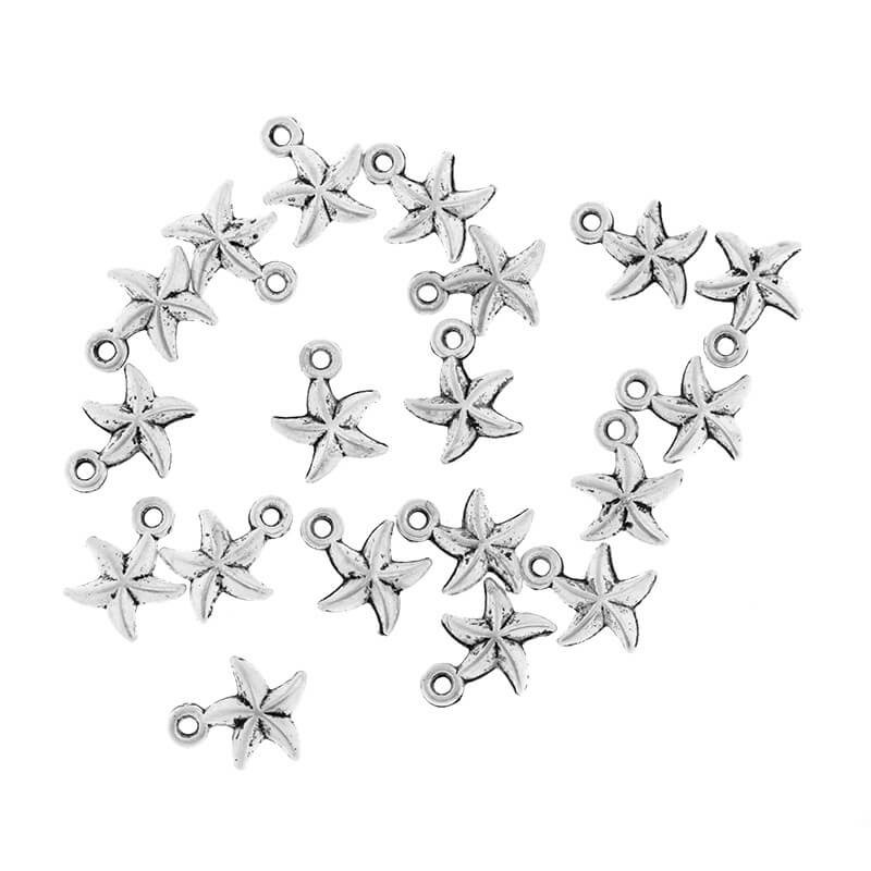 Sea starfish, oxidized silver 8x10mm, 3pcs AAS537