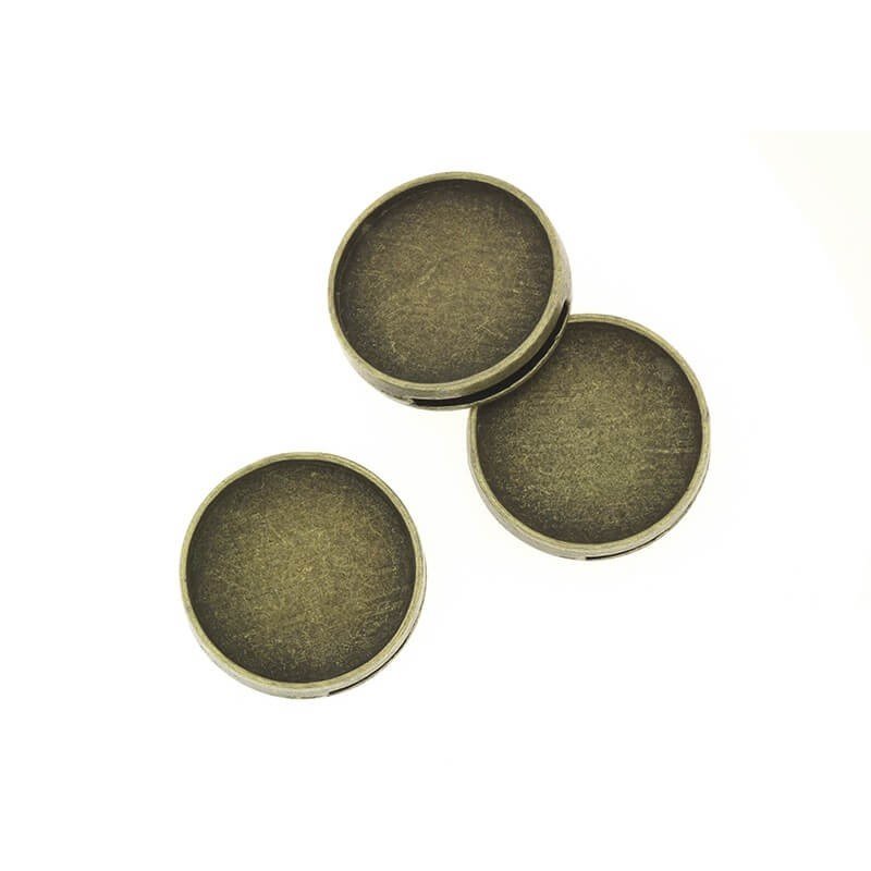 Cabochon bases 20mm leather overlays antique bronze 22x5mm 1pc OKWZ20AB