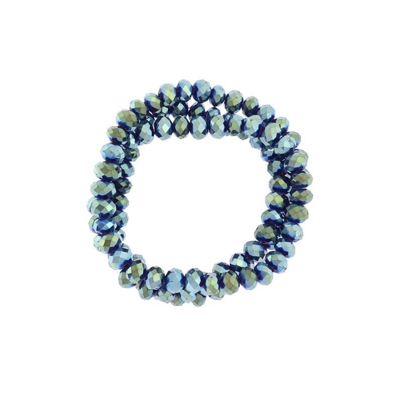 Glass beads, crystals, indicolite green metallic 6x4mm 10pcs SZSZOP0626A
