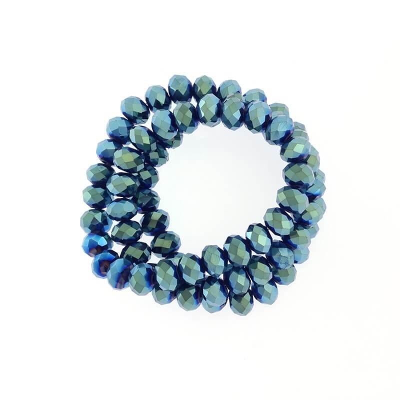 Glass beads, crystals, indicolite green metallic 6x8mm 10pcs SZSZOP0842