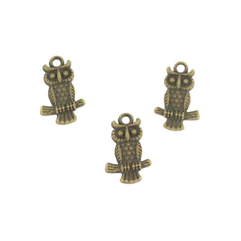 Pendants for bracelets owl charms antique bronze 20x12x2mm 1pc AAB221