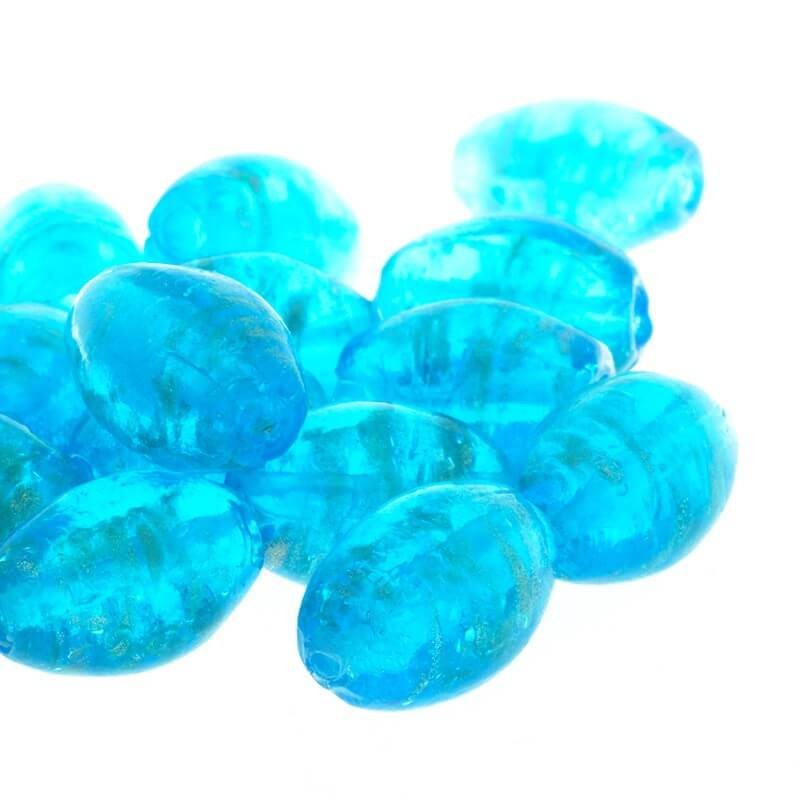 Glass beads olive lampwork blue 16x11mm 2pcs SZLAOL054
