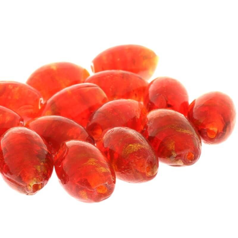 Glass beads olive lampwork red 16x11mm 2pcs SZLAOL055