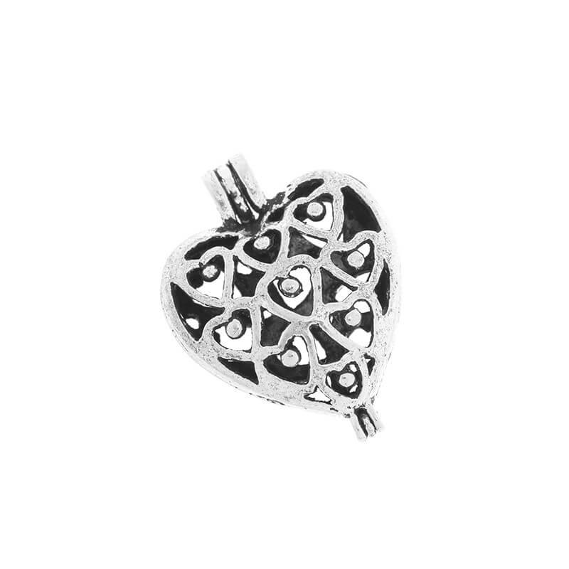 Pendant, open heart, oxidized silver 25x18x8mm, 1 piece AAS577