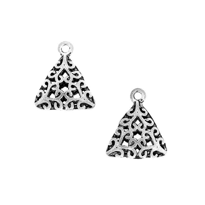 Triangular pendants for jewelry balls, silver 19x17x7mm, 1 piece AAS575