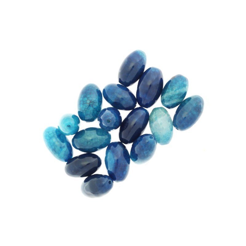 Olive agate blue 28x18mm 1pc KAAGN024
