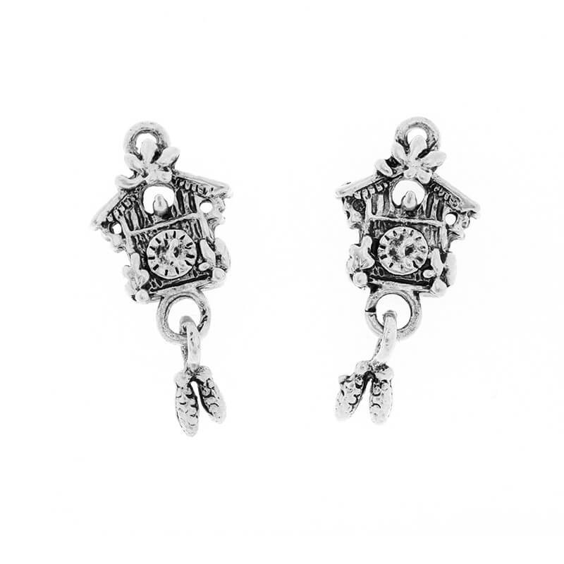 Pendants for bracelets charms cuckoo clock 1pc antique silver 28x13x4mm AAS591