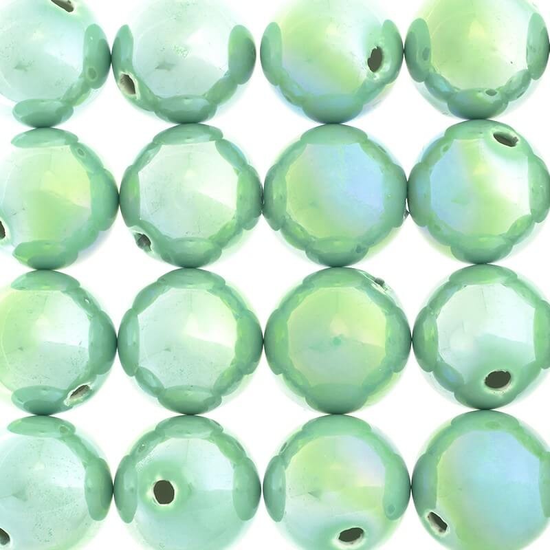 Ceramic beads empty balls 28mm, pretty green, 1 piece CKU28Z27K