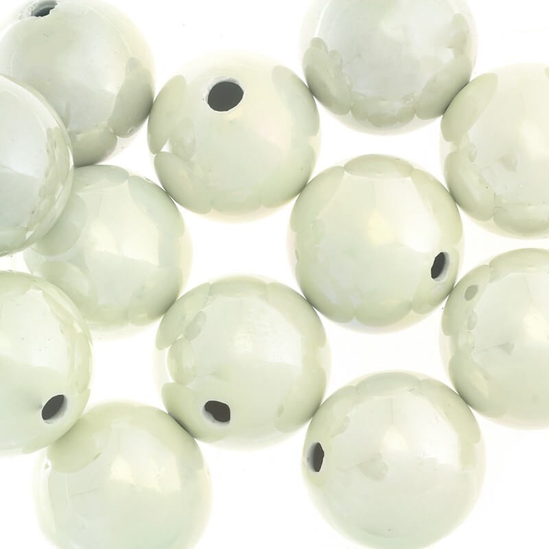 Ceramic beads hollow balls 35mm light cream gold gloss 1pc CKU35K05K