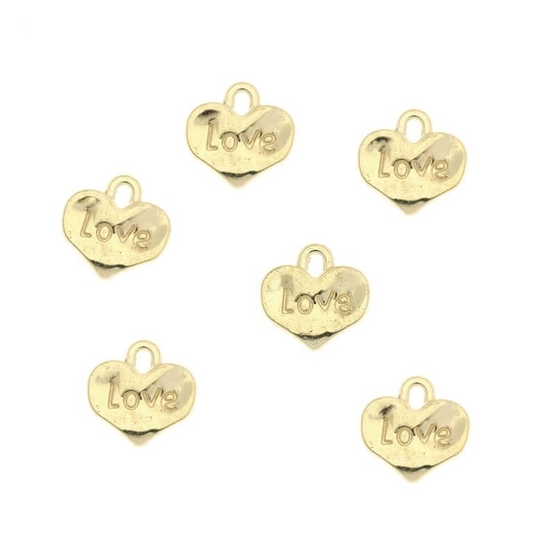 Pendants for love heart bracelets, gold-plated 8x8mm, 2pcs AKG167