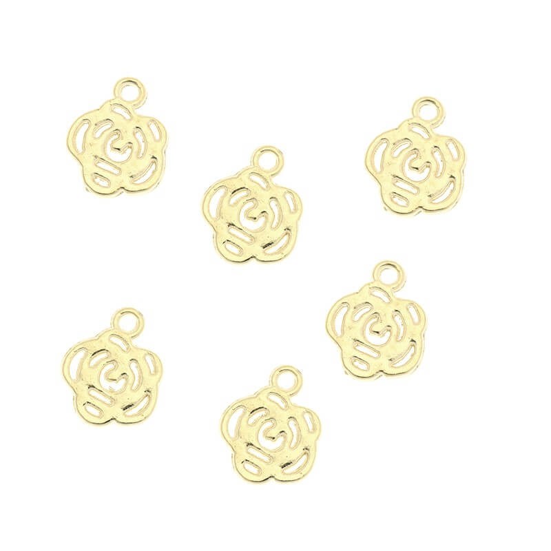 Gold-plated charms for bracelets openwork flowers 9x11mm 2pcs AKG171