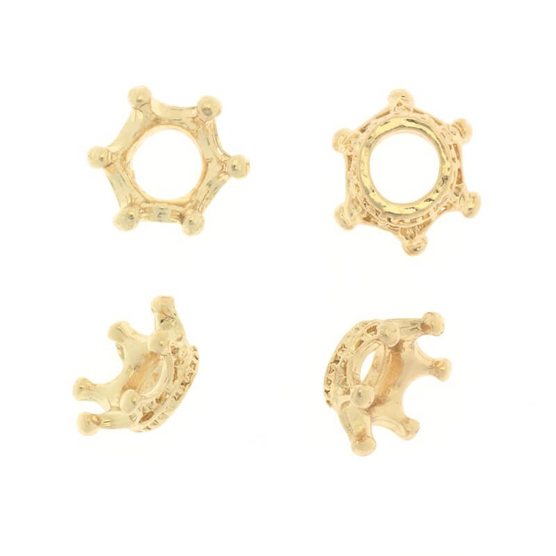 Gold-plated charms for bracelets or a bead overlay, crown 12x6mm, 1pc AKG174
