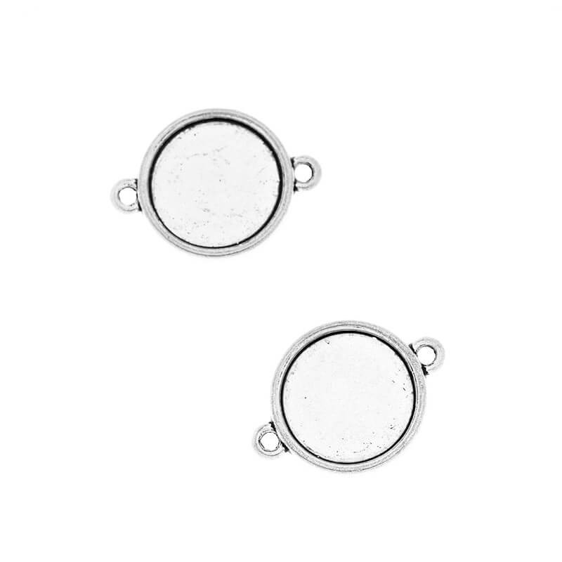 Double-sided connecting base for cabochon 14mm antique silver 23x17x2mm 2pcs OKWI14AS5DS