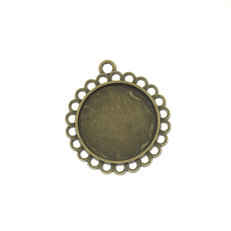 Cabochon frames for medallion bases antique bronze 30x27x2.5mm 1pc OKWI20AB7