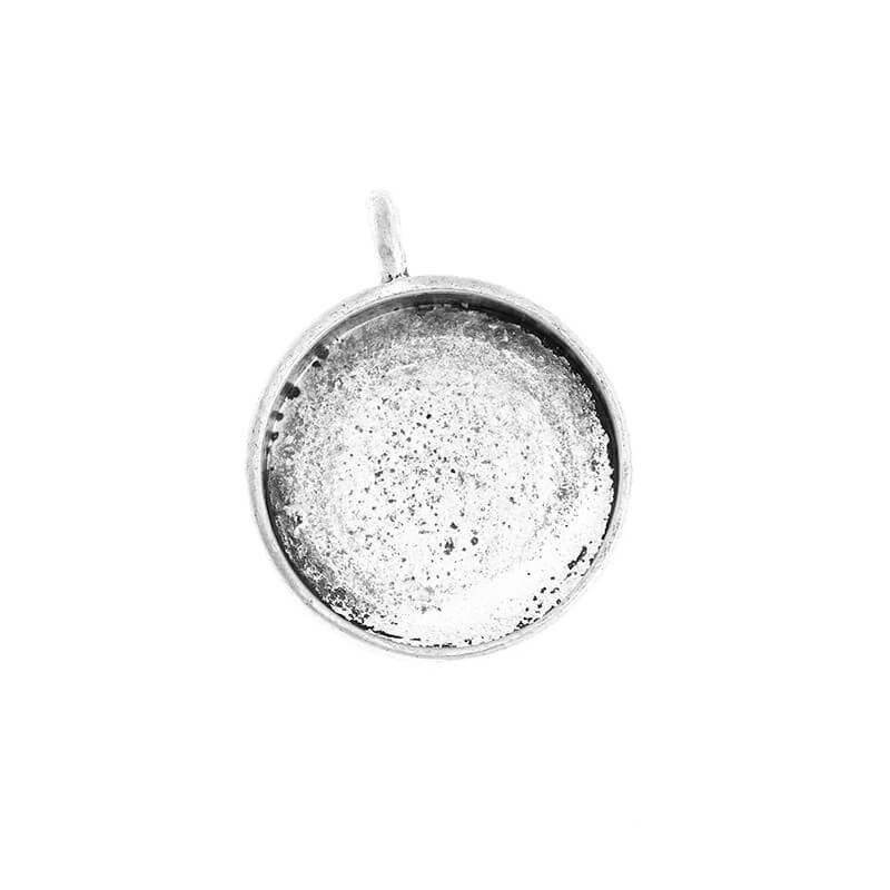 Medallion base for cabochon 20mm antique silver 28x22x4mm 1pc OKWI20AS9
