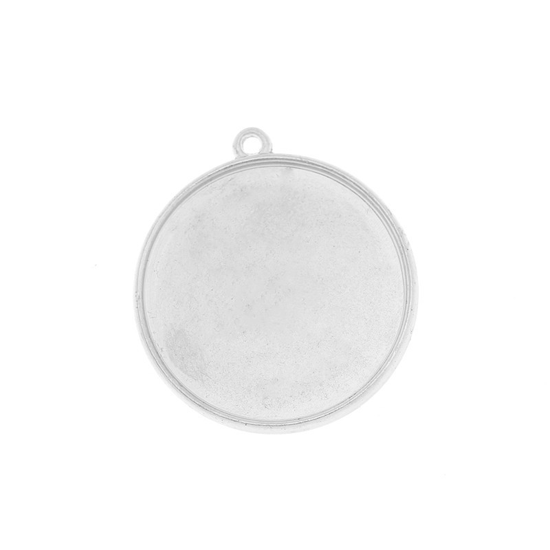 Double-sided base of the pendant for cabochon 25 mm platinum 27x30x3mm 1pc OKWI25PLDS