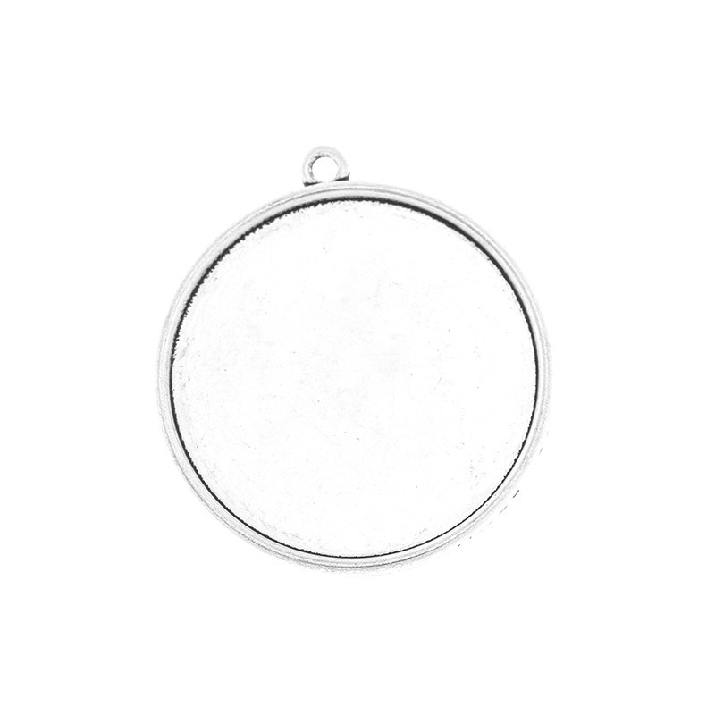 Double-sided medallion bases for cabochon 30mm antique silver 36x33x2mm 1pc OKWI30AS7DS