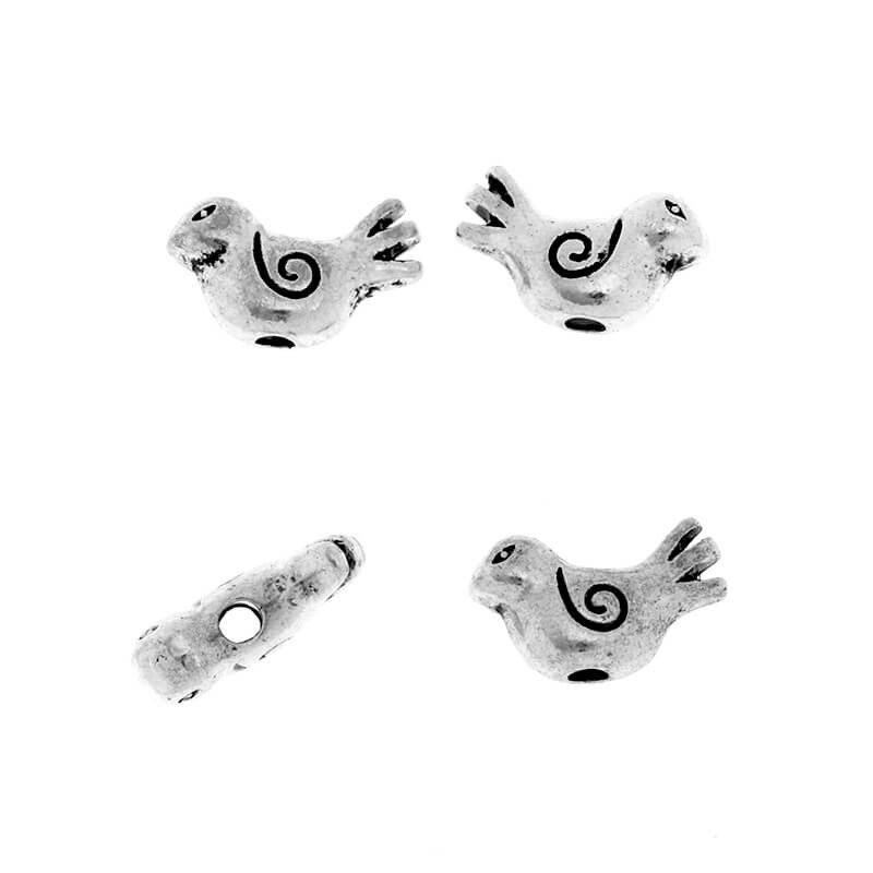 Metal beads spacers birds 15x9x5mm antique silver 2pcs AAS634
