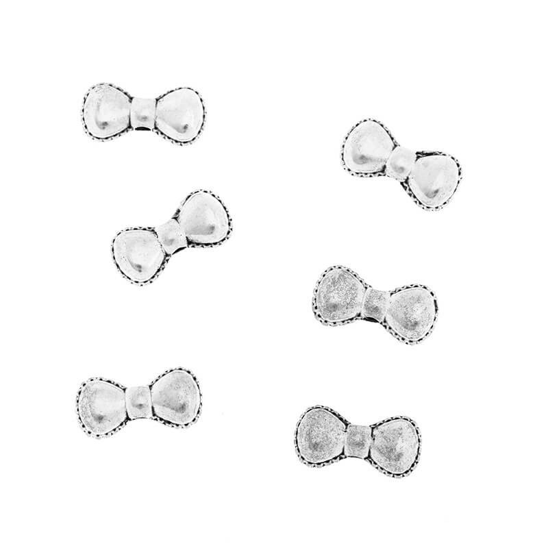 Metal beads, spacers, bow 12x6x3mm, antique silver, 4pcs AAS635
