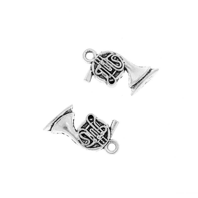 Charms for bracelets horn trumpets 18x10x3mm 2pcs AAS641