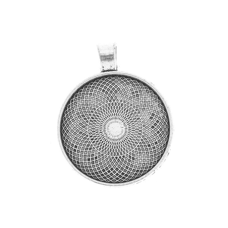 Medallion base for cabochon 30 mm antique silver 41x33x3mm 1pc OKWI30AS5A